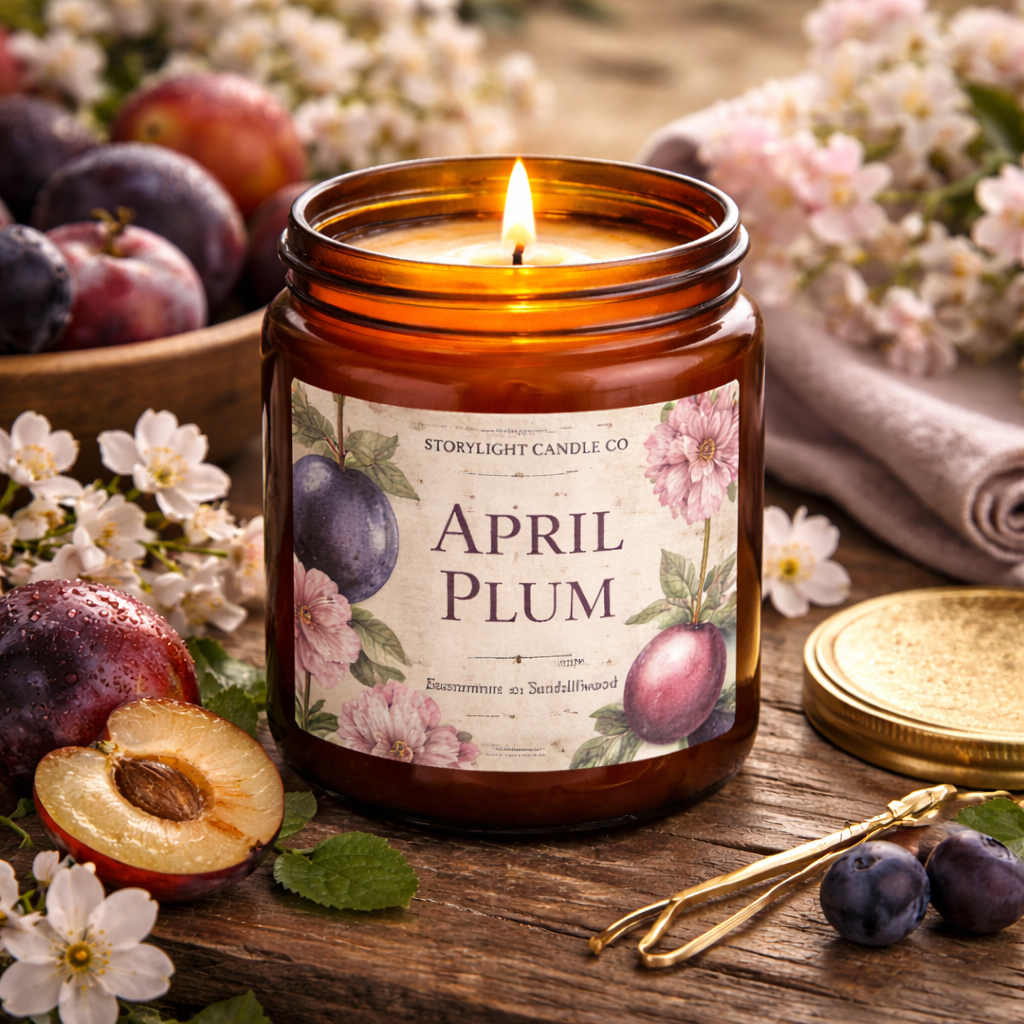 April Plum - Premium Coconut Apricot Wax Candle - Handmade Small Batch