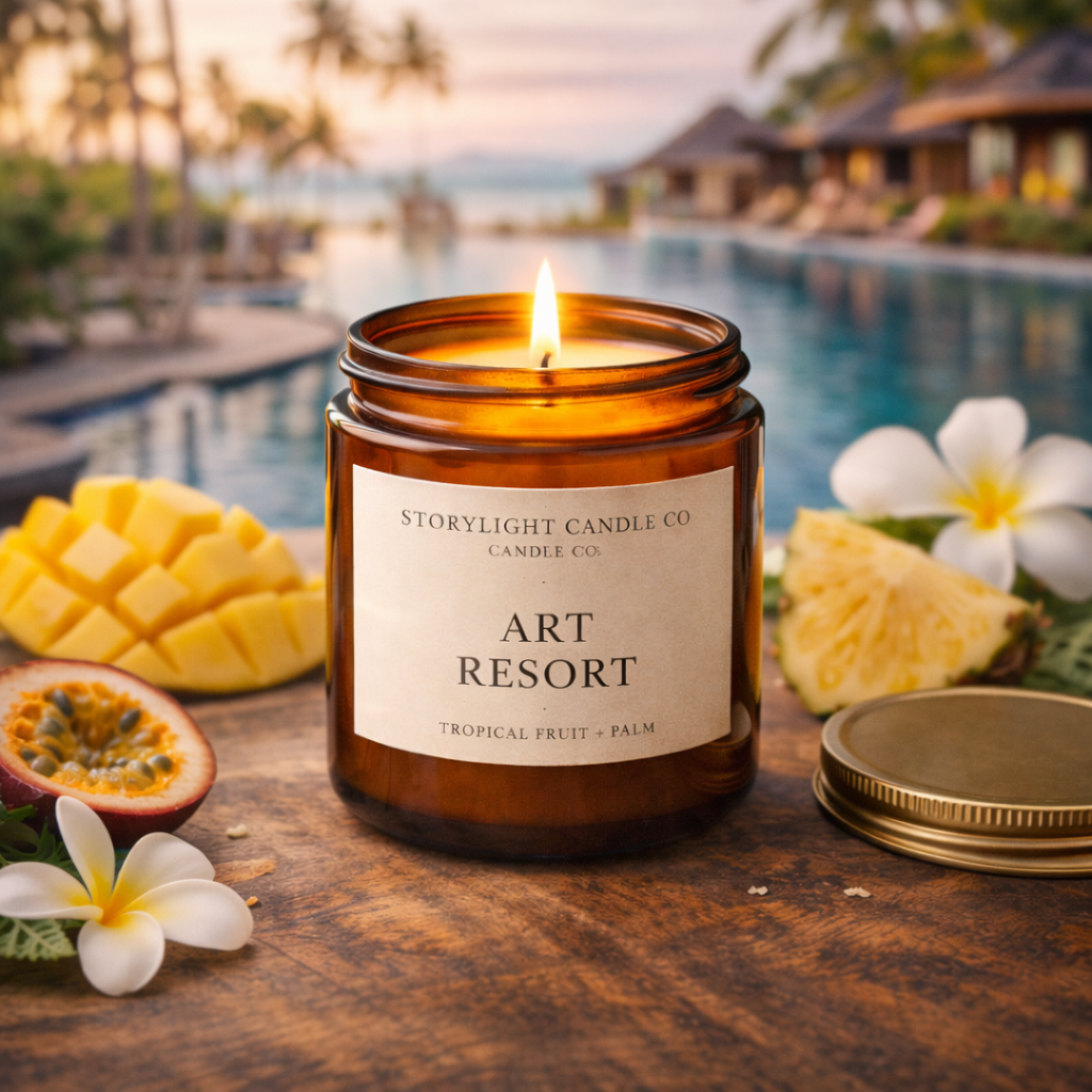 Art Resort - Premium Coconut Apricot Wax Candle - Handmade Small Batch