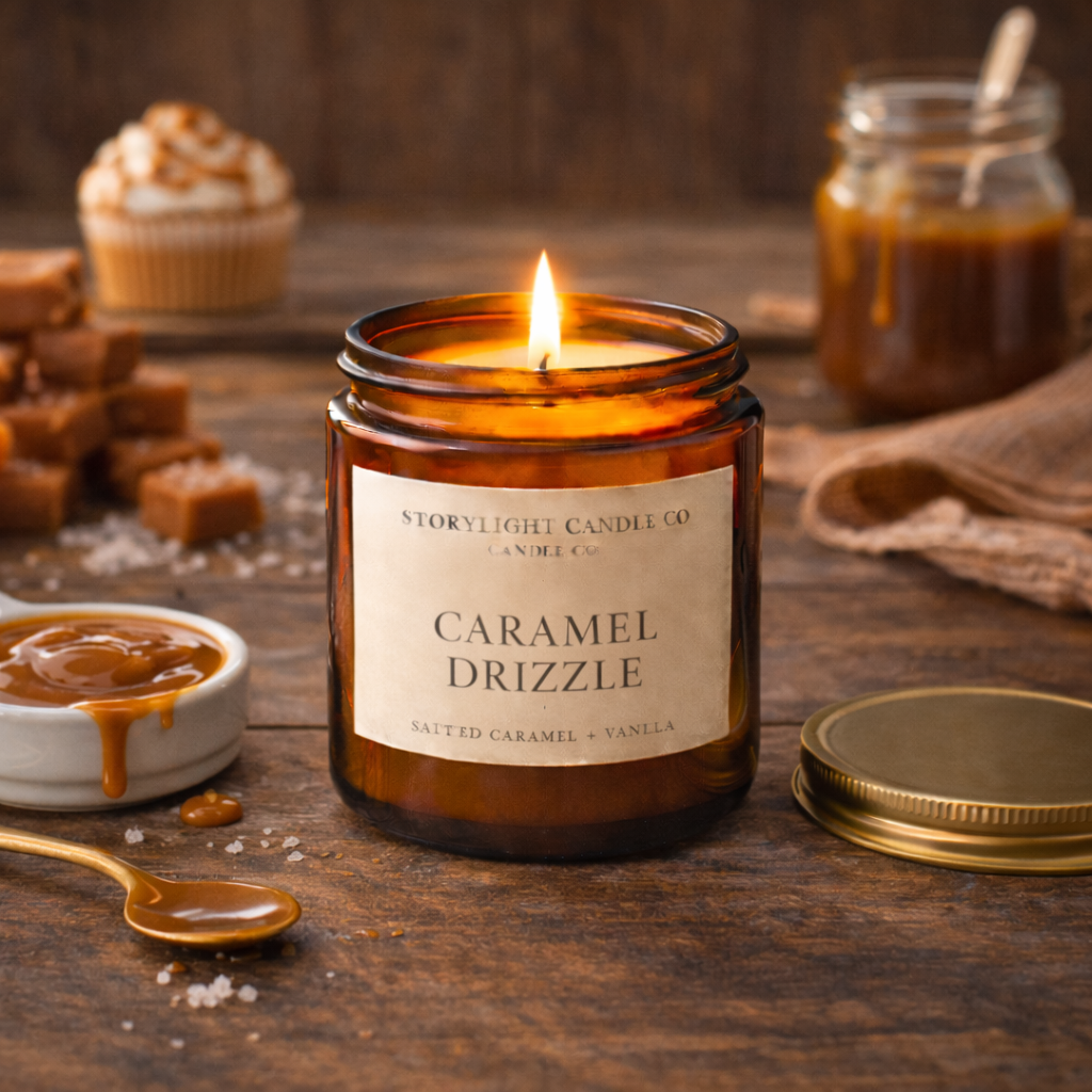 Caramel Drizzle - Premium Coconut Apricot Wax Candle - Handmade Small Batch