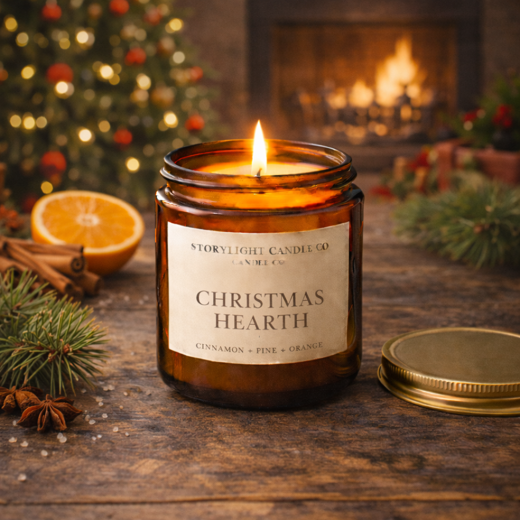 Christmas Hearth - Premium Coconut Apricot Wax Candle - Handmade Small Batch