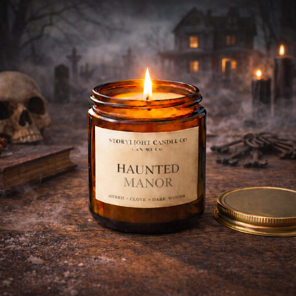 Haunted Manor - Premium Coconut Apricot Wax Candle - Handmade Small Batch