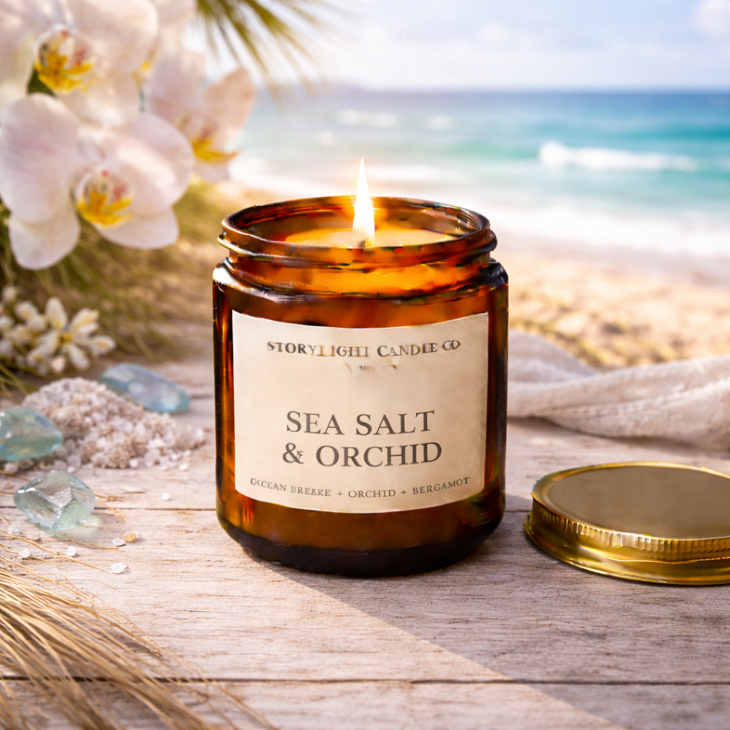 Sea Salt & Orchid - Premium Coconut Apricot Wax Candle - Handmade Small Batch