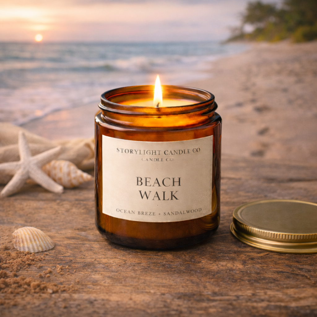 Beach Walk - Premium Coconut Apricot Wax Candle - Handmade Small Batch