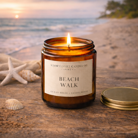 Beach Walk - Premium Coconut Apricot Wax Candle - Handmade Small Batch