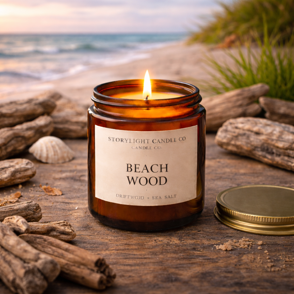 Beach Wood - Premium Coconut Apricot Wax Candle - Handmade Small Batch