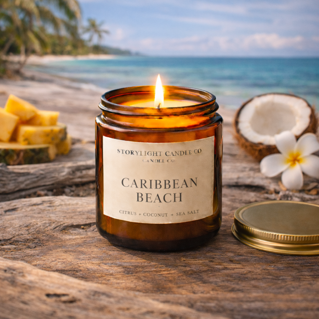 Caribbean Beach - Premium Coconut Apricot Wax Candle - Handmade Small Batch