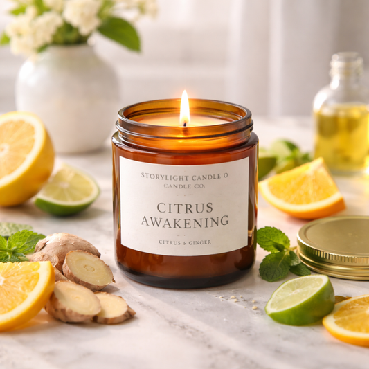 Citrus Awakening - Premium Coconut Apricot Wax Candle - Handmade Small Batch