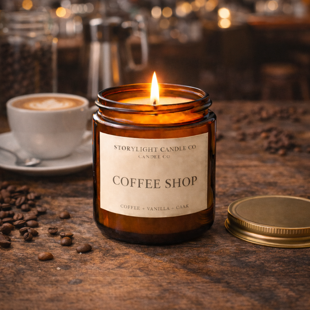 Coffee Shop - Premium Coconut Apricot Wax Candle - Handmade Small Batch