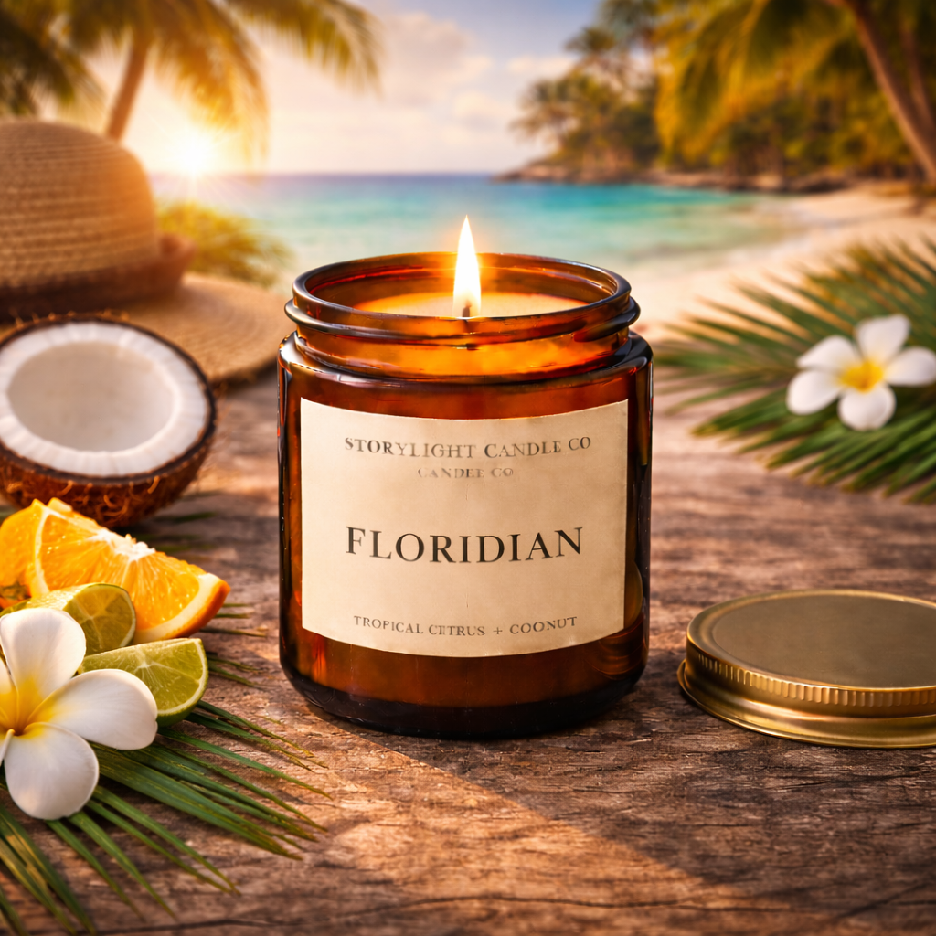 Floridian  - Premium Coconut Apricot Wax Candle - Handmade Small Batch
