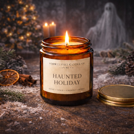 Haunted Holiday - Premium Coconut Apricot Wax Candle - Handmade Small Batch