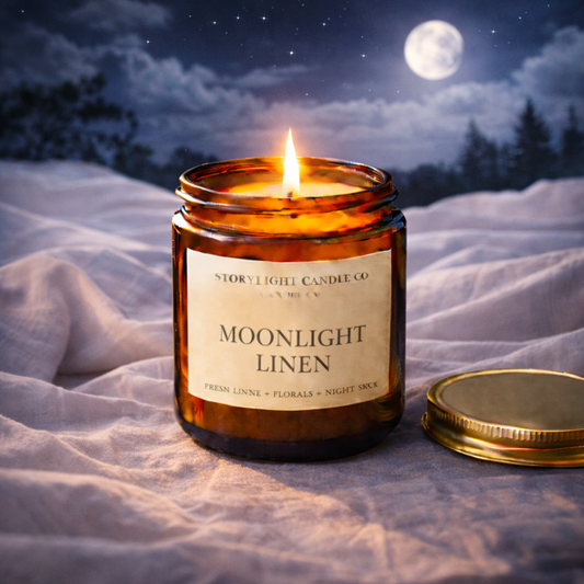 Moonlight Linen - Premium Coconut Apricot Wax Candle - Handmade Small Batch