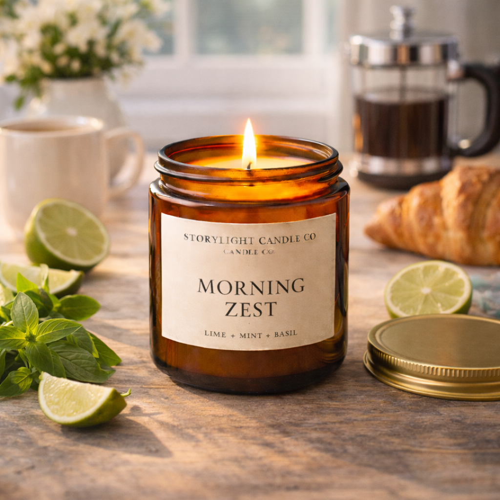 Morning Zest - Premium Coconut Apricot Wax Candle - Handmade Small Batch