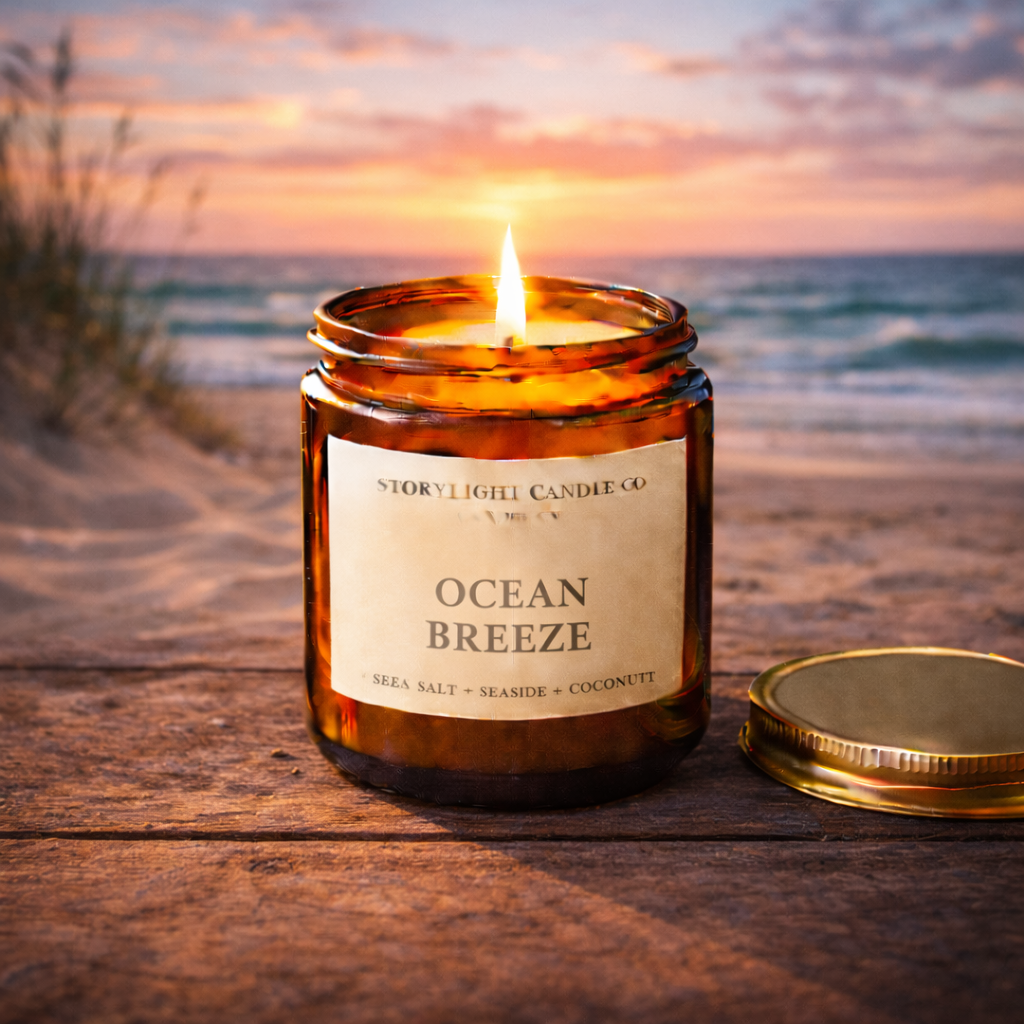 Ocean Breeze - Premium Coconut Apricot Wax Candle - Handmade Small Batch