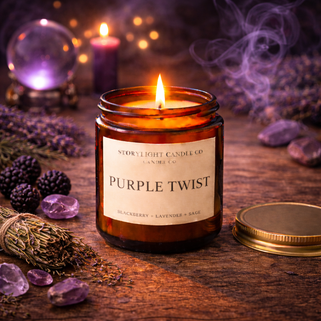 Purple Twist - Premium Coconut Apricot Wax Candle - Handmade Small Batch