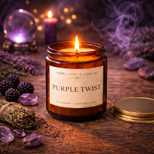 Purple Twist - Premium Coconut Apricot Wax Candle - Handmade Small Batch