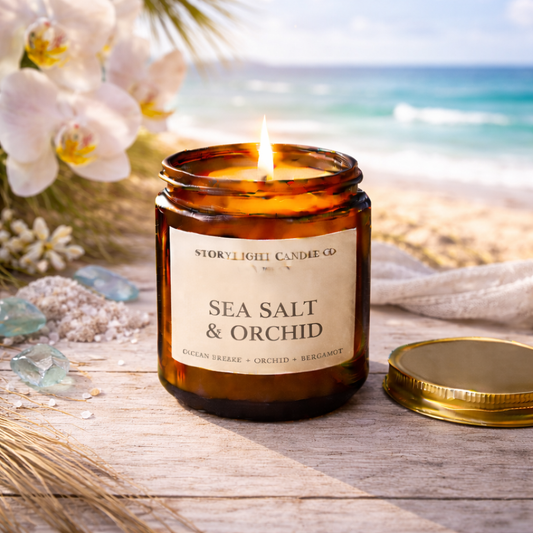 Sea Salt & Orchid - Premium Coconut Apricot Wax Candle - Handmade Small Batch