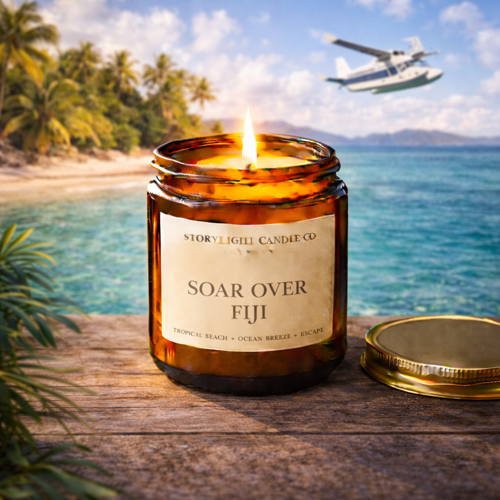 Soar Over Fiji - Premium Coconut Apricot Wax Candle - Handmade Small Batch