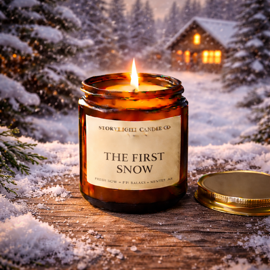 The First Snow - Premium Coconut Apricot Wax Candle - Handmade Small Batch