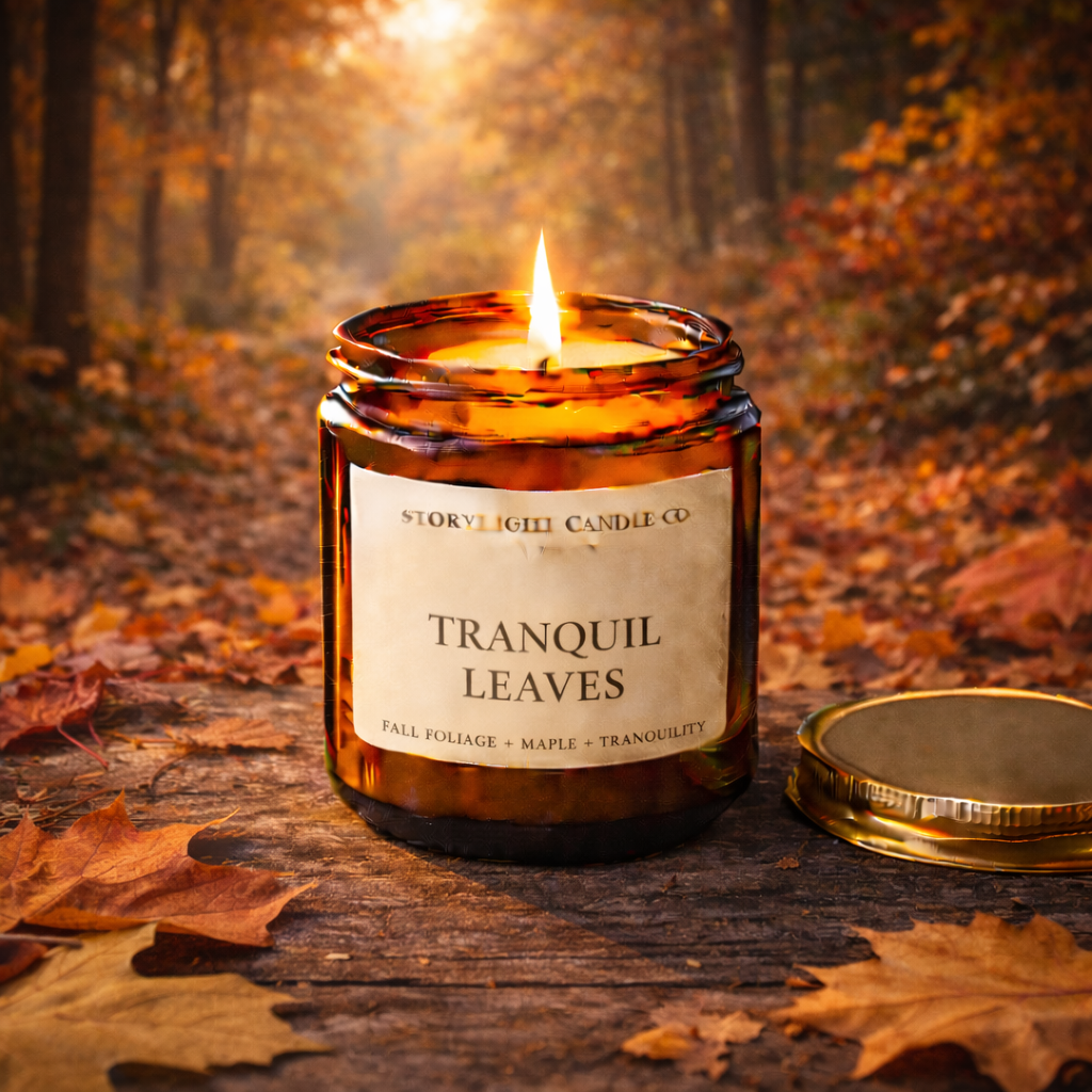 Tranquil Leaves - Premium Coconut Apricot Wax Candle - Handmade Small Batch